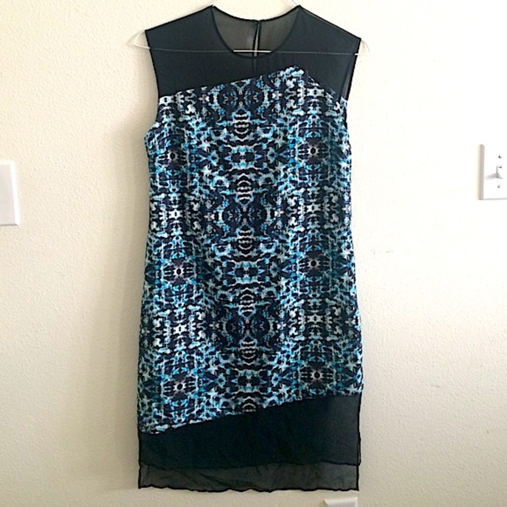 PARKER black printed shift dress XS